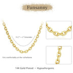 Gold Necklace for Women - Chunky 14K Gold Plated Chain Necklace Cuban Link Paperclip Chain Herringbone Statement Choker Necklace for Women Simple Trendy Jewelry Gifts - style: 10mm-paperclip chain-gd-1