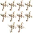 Zirconia Crystal Rhinestone Cross Charms for Jewelry Making Bracelet Necklace Choke Earring Pendant Key Chain Craft Supplies DIY Accessories - color: A_10Pcs