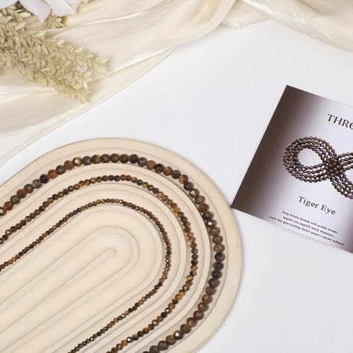 Natural Tiger Eye Beads, 3mm 120pcs Small Round Faceted Loose Gemstones for DIY Jewelry Making, Handmade Bracelet and Necklace Crafting, with Size Card - color: Tiger Eye, size: 3mm