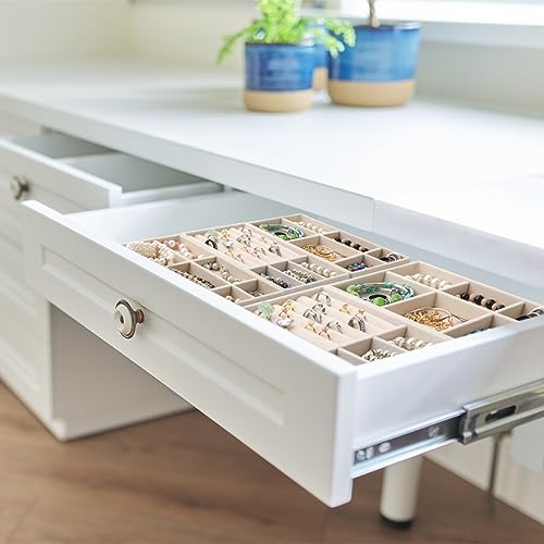 Inbagi 12 Pcs Small Velvet Jewelry Tray Stackable Jewelry Organizer Drawers Insert Divided Storage Display Trays for Earring Ring Brooch Watch Necklace Bracelet 8.3 x 5 x 1 Inches