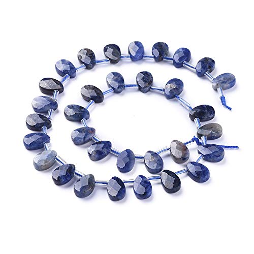 Craftdady 30Pcs Faceted Teardrop Natural Sodalite Stone Beads Top Drilled Drop Gemstone Loose Beads Energy Healing Crystal Stone 12-13x8.5mm for Jewelry Craft Necklace Bracelet Earring Making - color: Sodalite
