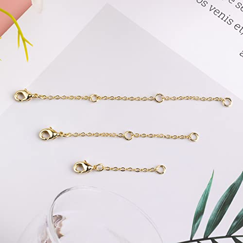 Gold Necklace Extenders,14K Gold Chain Extenders with Lobster Clasp, Durable Plated Solid Brass Necklace Bracelet Anklet Extension Chains(1 2 3 Inches, 3PCS) - color: D-Gold, size: 1,2,3inch