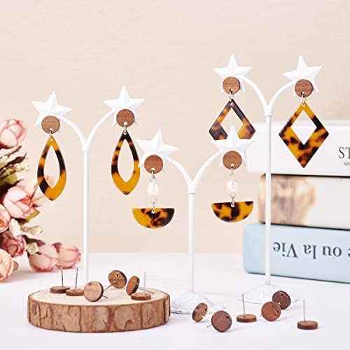 PH PandaHall Pandahall 50pcs Walnut Wood Flat Round Earring Stud 10mm Natural Wooden Earring Stud with 316 Stainless Steel Findings for DIY Earrings Making, Hole: 1.6mm