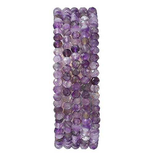BEADIA Natural Amethyst Crystal Beads 4x2mm 120pcs Faceted Rondelle Loose Semi Gemstone Beads for Jewelry Making Design - color: Amethyst