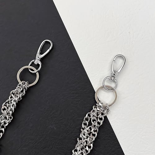 Layered Punk Pants Chain for Men Women, Gothic Hip Hop Jean Chain Wallet Chain Biker Trouser Chain, Goth Emo Fashion Keychain Accessories - color: 1L-Silver Twisted