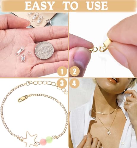 Dailyacc 925 Sterling Silver Lobster Clasp with Closed Jump Rings Gold Necklace Clasps and Closures for Jewelry Bracelet Extender,Made in Italy - color: 6pcs Gold, size: 0.39IN/10MM