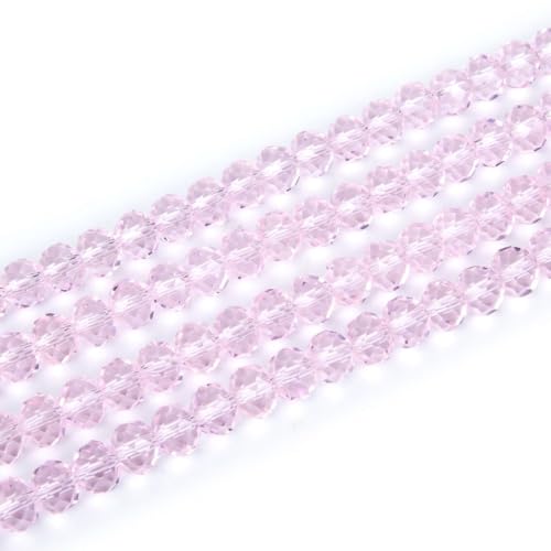 500pcs Czech Faceted Rondelle Crystal Glass Loose Beads 4mm Small Tiny Spacer Bulk Light Rose Pink for DIY Craft Jewelry Making CCR403 - color: Light Rose Pink, size: 4mm (0.16") - 500pcs