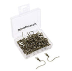 Shapenty Surgical Brass Ball Coil Fish Earring Hooks Clasp Hypo-allergenic Ear Wire Bead Connector Hooks with Large Loop for DIY Jewelry Finding Making, 100PCS/50Pairs (Bronze) - color: Bronze