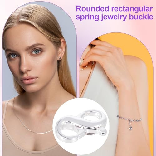 Pndeyo Double Opening Lobster Clasp, 925 Sterling Silver Jewelry Connector Extender, Hypoallergenic Spring Clasp for Keychains Necklace Bracelet Jewelry Making - color: Silver-1pc-0.39"×0.26"
