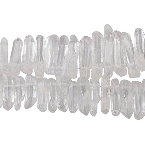 rockcloud Natural Rock Crystal Points Titanium Coated Clear Quartz Sticks Spikes Top Drilled 15 inch Strand - color: #20-Natural Clear Quartz