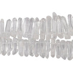 rockcloud Natural Rock Crystal Points Titanium Coated Clear Quartz Sticks Spikes Top Drilled 15 inch Strand - color: #20-Natural Clear Quartz