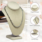 Novel Box Beige Linen Stand Jewelry Necklace Display 5.5x3x7.5 Inches - Freestanding Travel Necklace Holder Stand - Necklace Mannequin Organizer Stands - Necklace Displays Small - color: Beige Linen, size: Small