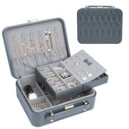 Travel Jewelry Case Large Jewelry Box Jewelry Travel Organizer Jewelry Case with Handle Removable Tray Best Gift for Women Girls (Grey) - color: Grey