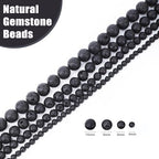 Natural Stone Beads Round Genuine Real Stone Beading Strand Loose Gemstones DIY Smooth Bead for Bracelet Necklace Earrings Jewelry Making (Black Lava, 8mm 45 Pieces) - color: Black Lava, size: 8mm 45pcs