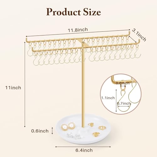 OAOLEER Bracelet Holder Organizer,2 Tier Jewelry Stands and Displays with 40 Movable Hooks Gold Bracelet Stand Jewelry Rack for Necklaces Bangles - size: Two Tier-Gold