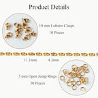 Jabogrii 5 Meters Gold Chain for Jewelry Making Stainless Steel Chain on Spool Craft Jewelry Making with Lobster Clasps and Jump Rings - color: Gold