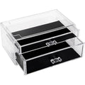 Sea Team Clear Makeup Organizer with Drawers, Acrylic Plastic Cosmetic Display Case, Jewelry Storage Box, Holder for Dresser, Bathroom, Vanity, Countertop (1 Large, 1 Middle Drawers) - size: 1 Large, 1 Middle Drawers