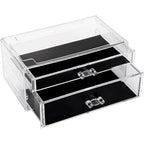Sea Team Clear Makeup Organizer with Drawers, Acrylic Plastic Cosmetic Display Case, Jewelry Storage Box, Holder for Dresser, Bathroom, Vanity, Countertop (1 Large, 1 Middle Drawers) - size: 1 Large, 1 Middle Drawers