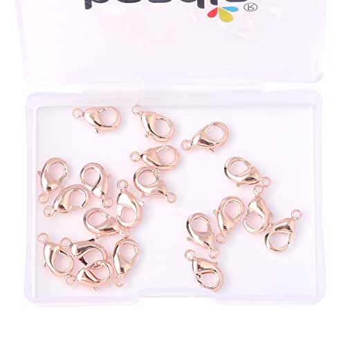 BEADIA Rose Gold Plated Lobster Clasps Non Tarnish 12mm 20pcs for Jewelry Making Findings - color: Lobster Clasps Rose Gold, size: 12mm
