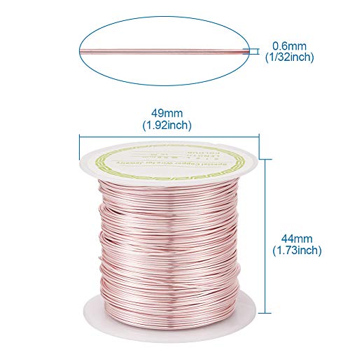 Pandahall 60 Feet Tarnish Resistant Copper Wire 22 Gauge Jewelry Beading Craft Wire for Jewelry Making (Rose Gold)