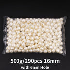FM FM42 500g/290pcs 16mm Pearls with 6mm Big Hole Ivory Simulated Pearl Beads for Crafts - color: 16mm Pearls with 6mm Hole, 500g/290pcs