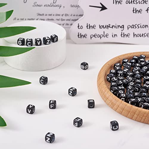 FASHEWELRY 500Pcs Acrylic Cube Letter Beads 5x5x5mm Black Square Letter C Alphabet Beads for DIY Bracelet Necklace Jewelry Making - color: Letter C
