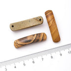 5PCS Natural Brown Picture Stone Rectangle Curved Beads Gemstone Pendants Connectors for DIY Bracelet Neclace Jewelry Making - color: Brown Picture