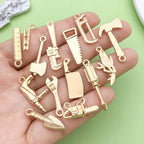 80pcs KC Golden Father's Day Series New Tools Hammer, Wrench, Saw, Screwdriver Pendant Jewelry Making DIY Keychain Earrings Pendant Various Design Charms for Jewelry Making Bracelets Necklace (SN902) - color: SN902