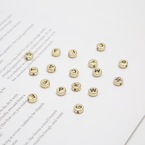 1000pcs Gold Letter Beads for Bracelets, 4x7mm Black Alphabet A-Z Beads for Jewelry Making Friendship Bracelets (4 * 7 Gold) - color: 4x7mm gold