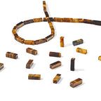 BEADIA Natural Yellow Tiger Eye Tube Beads 13x4mm 30pcs Rectangle Loose Semi Gemstone Beads for Jewelry Making Design - color: Yellow Tiger Eye Rectangle