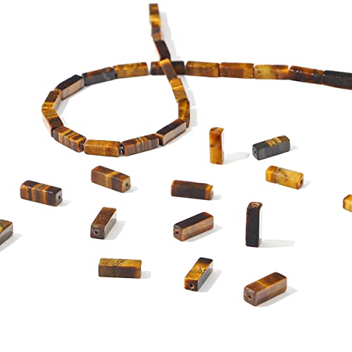 BEADIA Natural Yellow Tiger Eye Tube Beads 13x4mm 30pcs Rectangle Loose Semi Gemstone Beads for Jewelry Making Design - color: Yellow Tiger Eye Rectangle