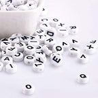 ToBeIT 1000pcs Letter Beads Acrylic Alphabet Beads Round 4X7mm White Beads Jewelry Findings Charms for DIY Bracelet Necklace Craft Making (bgwhite-Black) - color: bgwhite-black