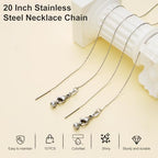 Crisjanggo 10 Pcs Necklace Bulk Stainless Steel Thin Chain for Jewelry Making Adjustable Necklace with Rubber Stopper Bead for Women - color: Silver Circle