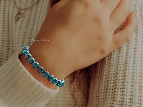 Amazing Gemstone Chrysocolla Bracelet, Gifts For Men & Women - Protection Healing Crystal Bracelet - 8mm Gemstone Beaded Adjustable Bracelet, Pulseras Para Hombres Mujer Stocking Stuffers - color: Chrysocolla