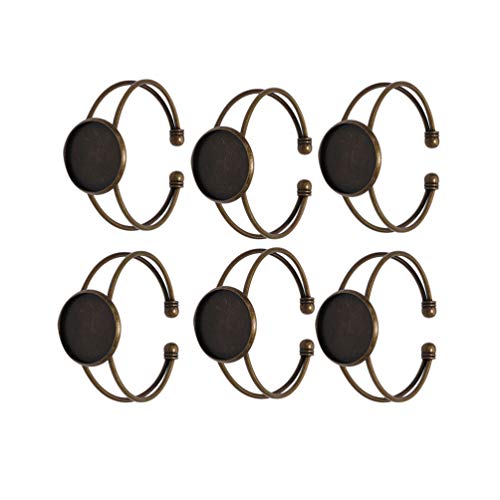 EXCEART Adjustable Bracelet Bottom Holder 2X2 Inch Round Metal Bezel Tray for Diy Jewelry Making Crafts Custom Wrist Chains Set of 6 - color: bronze, size: 5*2cm