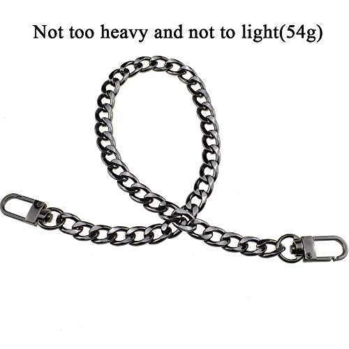 HAHIYO Purse Chain Strap Length 15.7 inches Bright Black for Shoulder Cross Body Sling Purse Handbag Clutch Replacement Strap Comfortable Flat 0.4” Wide Enough 2.4mm Extra Thick Metal Strap 1 Pack - size: Bright Black 15.7 inches