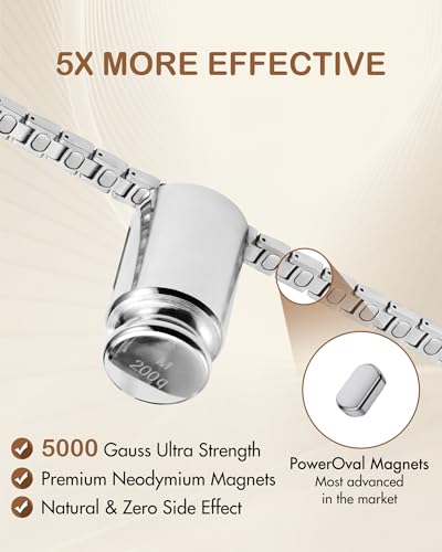 Feraco 5X Strength Magnetic Bracelets for Women, Stainless Steel Magnet Bracelet with Ultra Powerful 5000 Gauss Magnets, Upgraded Butterfly Clasp, Adjustable Jewelry Gift - color: Silver & Gold