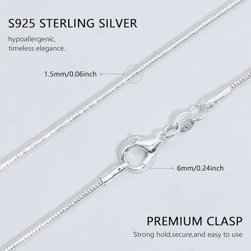 925 Silver Chain Necklace for Women 2mm Box and Snake Italian Choker Chain Thin & Strong Necklace 16/18/20 Inch - size: 20 inch, style: Snake Chain