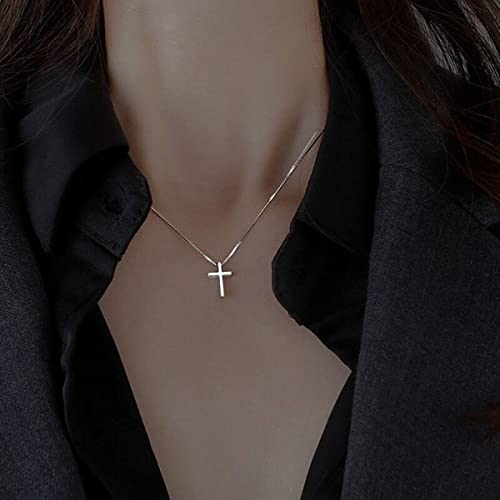 Cross Necklace for Men Silver Premium Alloy Solid Color Cross Pendant Necklace for Men Women Teens - color: Glod-20inch