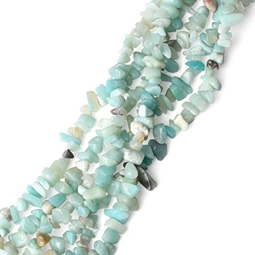 LAIDANLA Amazonite 400pcs Natural Chip Stone Beads 5-8mm Healing Crystal Irregular Gemstones Drilled DIY Loose Rocks Bead Crystal for Bracelet Earrings Necklace Jewelry Making Crafting - color: M-Amazonite