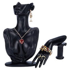 UNICRAFTALE 2pcs Jewelry Mannequin Display Set Black Resin Side Body Model Bust Shaped Jewelrys Necklace Displays Stands with Mannequin Hand Bracelet Necklace Ring Display Stand for Jewelry Displays - color: Black