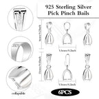 925 Sterling Silver Pinch Bail Clasp, 6 Pcs Hypoallergenic White Gold Plated Slider Necklace Pendant Pinch Clip with Open Loop Snap Bail Necklace Pendant Clasp Connectors for Jewelry Making - color: 6Pcs