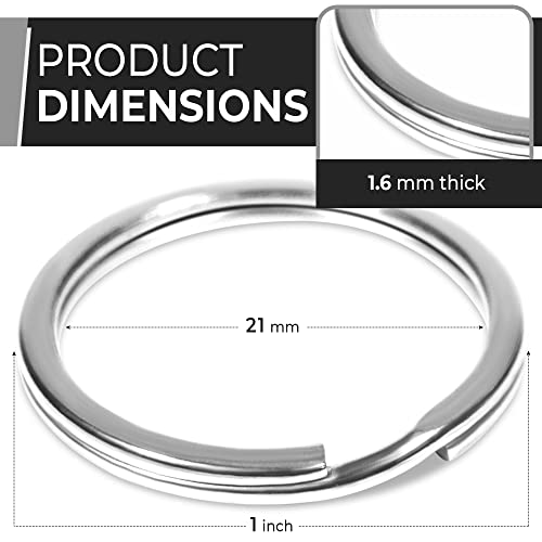 CREST Surgical and Marine Grade Stainless Steel Split Ring for Keychains SS316L Key Rings for Car Keys - color: 50-pack 316ss