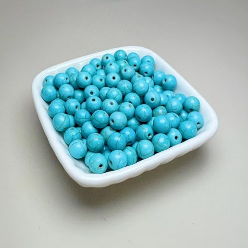 Turquoise Beads Bulk 8mm - 450pcs Natural Semi-Precious Gemstone Round Space Loose Beads for Jewelry Making, Bracelets, Necklaces, Earring, DIY Handmade Crafts, Healing Stone Gifts - color: Round 8mm
