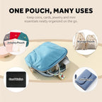 Velvet Travel Jewelry Pouch, 2-in-1 Clamshell Case with Detachable Insert, Portable Travel Jewelry Organizer with Wrist Strap, Converts to Mini Coin Purse, Gift for Women & Girls (Teal Blue) - color: Teal Blue