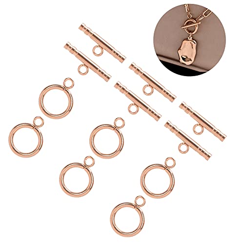 Round Toggle Clasps, Stainless Steel Toggle Clasps Rose Gold Jewelry Clasps for Necklace for Bracelet