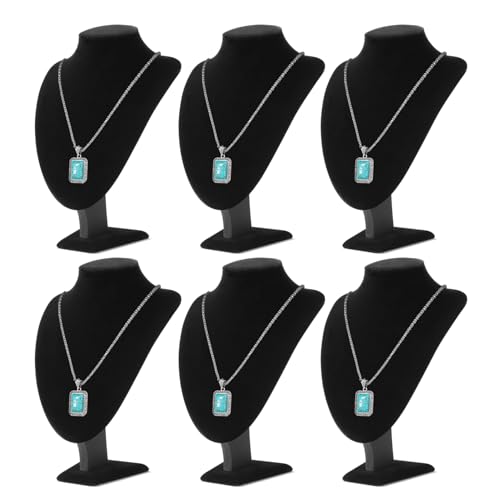 Flexzion 6 Pack Modern Black Velvet Rectangular Necklace Display Stand - 11 Inch Jewelry Stand for Home, Boutique & Trade Shows - Holds Necklaces Up to 22 Inches - color: Black Velvet, size: Standard (6 Pack)
