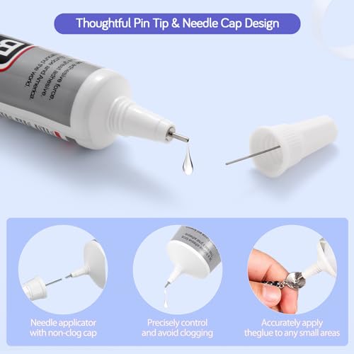 FITTDYHE 6PCS Jewelry Glue - 15ML/0.5fl oz Clear DIY Craft Glue for Rhinestones, Waterproof Strong Bond Adhesive for Phone Repair, Nail Art, Shoes, Fabric, Metal, Glass - color: 6PCS 15ML
