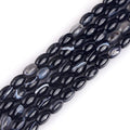 GEM-Inside 6x9mm Natural Black Botswana Onyx Agate Stone Semi Precious Rice Olive Oval Chakras Beads for Jewelry Making DIY Handmade Craft Supplies 15" - size: Black-6x9mm