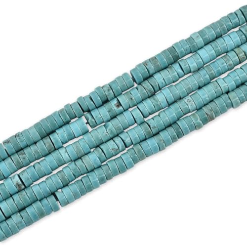 170pcs 5x2mm Natural Turquoise Heishi Disc Rondelle Spacer Stone Semi Precious Gemstone Loose Beads for Jewelry Making 15 Inch - color: Turquoise, size: 5x2mm